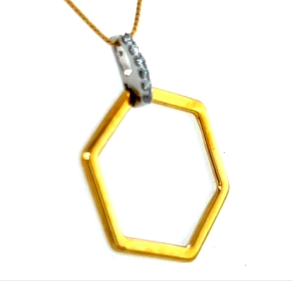 14K Diamond Yellow Gold Pentagon Pendant